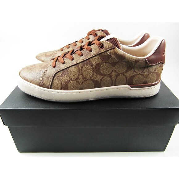 Coach SLP SIGNATURE Brown Low Top Sneakers Khaki/Saddle Size 10 D - Picture 4 of 10